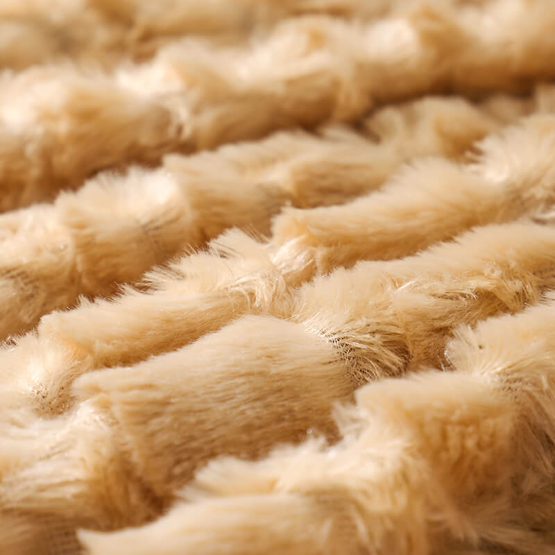RKS-0075 Brown Petal Pattern Throw 100% Polyester For Faux Fur Blanket 