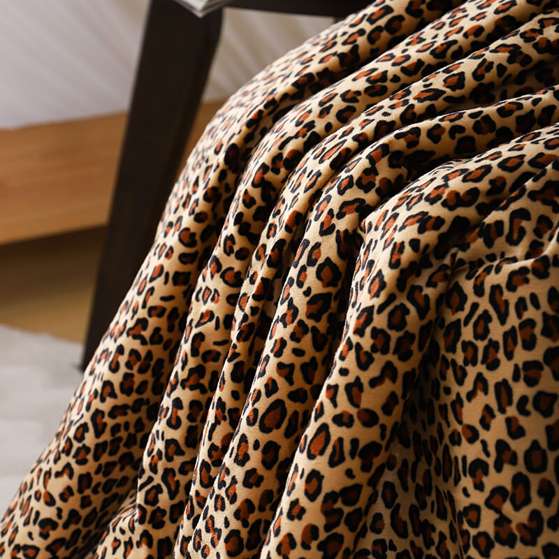 RKS-0177 Hot Sale Outdoor Soft Comfortable Throw Leopard Print Fur Sherpa Blanket From CHINA