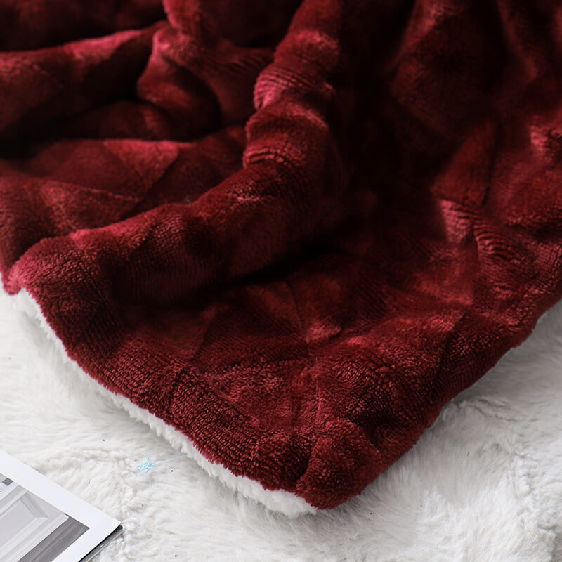 RKS-0018 100% Polyester Solid Jacquard Flannel Fleece Blanket Backside Sherpa