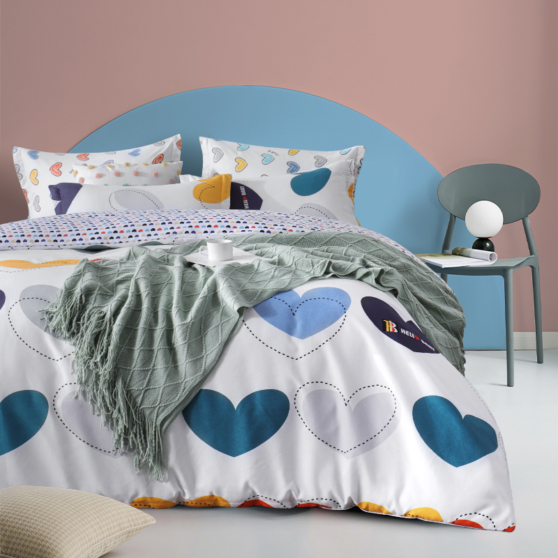 Hot sell 100% microfiber 120 gsm A/B double-sided pattern duvet cover set custom kids girls bedding set for bed
