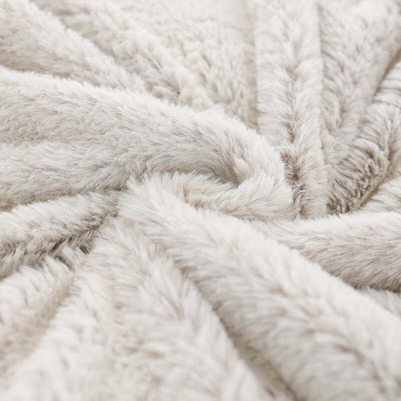 RKS-0290 Sufer Soft Solid Faux Fur Blanket with Warm Sherpa on the Backside