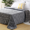 RKS-0204 Grey Embossed Twin bed bedding set flannel fleece pattern comforter set