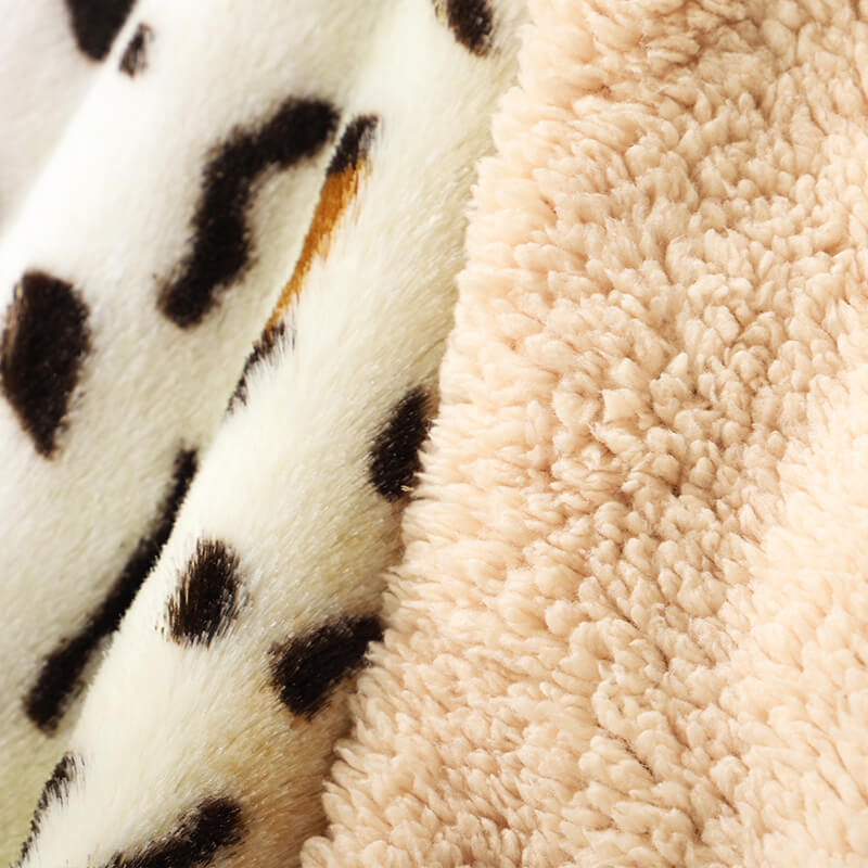 RKS-0245 Leopard Faux Fur Sherpa Throw Blanket Polyester From Manufacturer