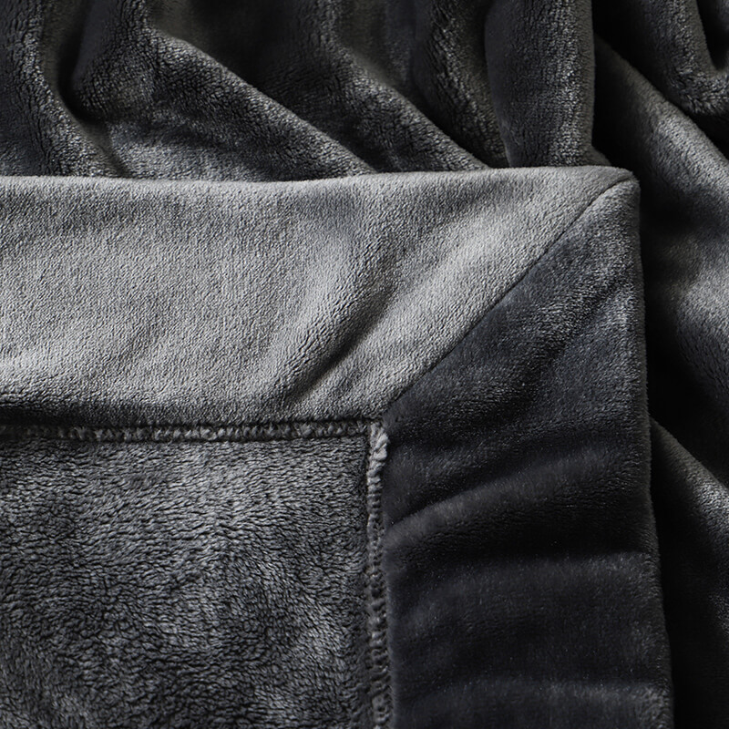 RKS-0135 Soft Solid Flannel Blanket Queen Size 1 layer Black Color 