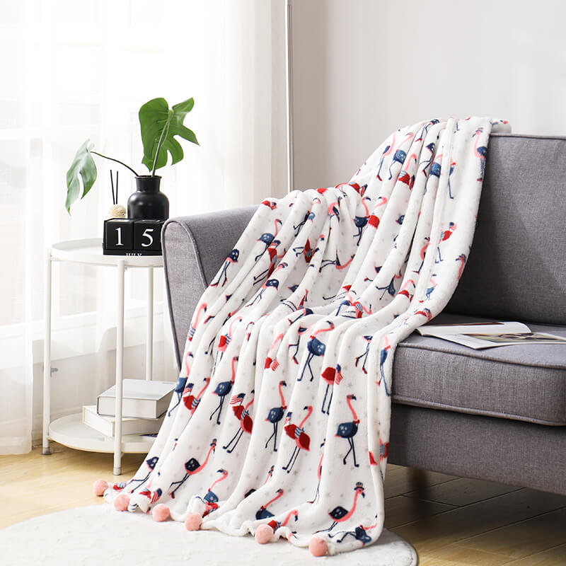 RKS-0188 Wholesale Flamingo Printing Flannel Blanket Super Soft Throw