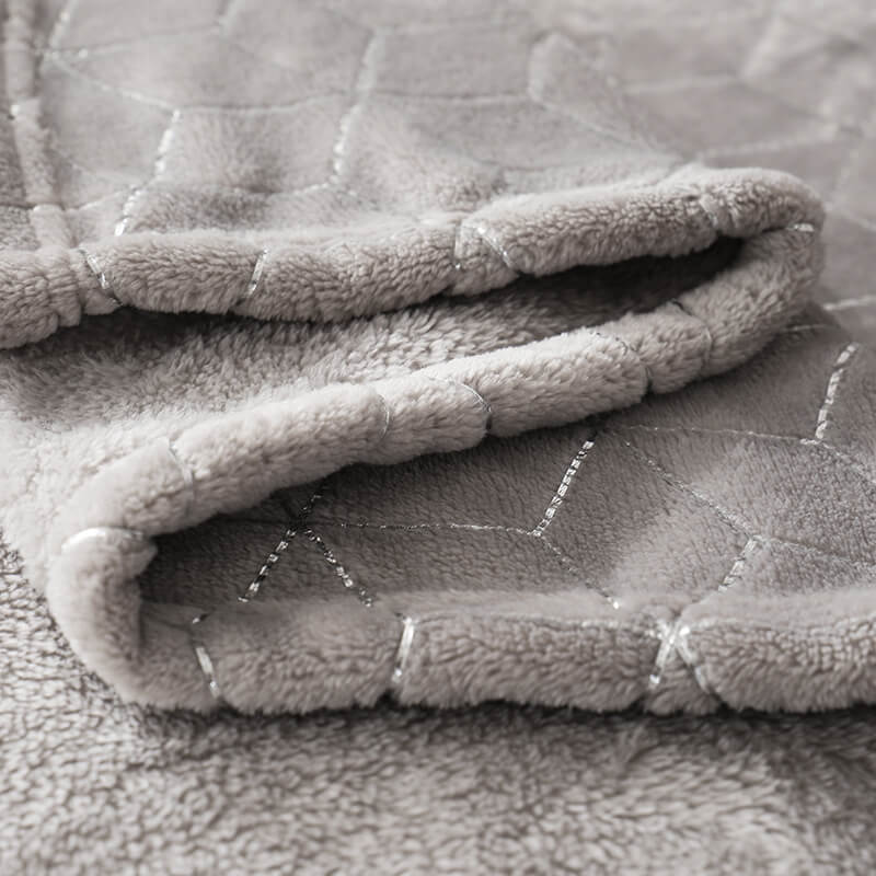 RKS-0194 New Pattern Foil Flannel Grey Throw Backside Brushed Blanket