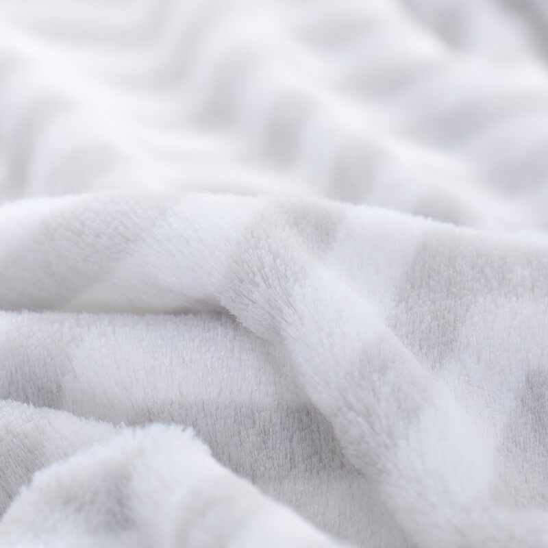 RKS-0309 White Waving Pinting Faux Fur & Sherpa Warm Bath Blanket/ Throw
