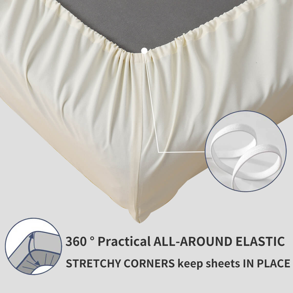 RKSB-0007 RUIKASI Fitted Sheets Double Bed Extra Deep (135 x 190 + 40 cm) 100% Brushed Microfiber Bed Sheets, Ultra Soft Silky Smooth and Wrinkle-Resistant