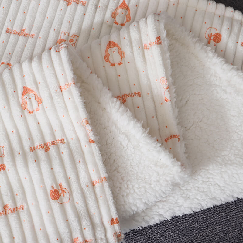 RKS-0051 Lovely Printing Stripe Flannel with Sherpa Super soft Baby and kids’ Blanket
