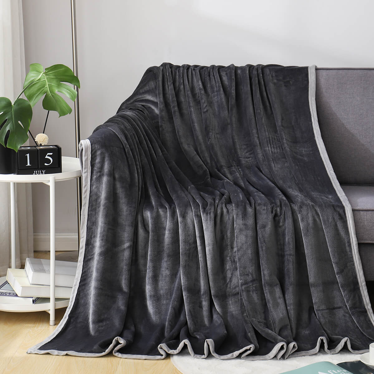 RKSB-0008 Flannel Fleece Blanket Set, Plush Warm Throw Blanket, Fluffy Fuzzy Microfiber Bedspread Blanket for Settees, Sofa Or Chairs