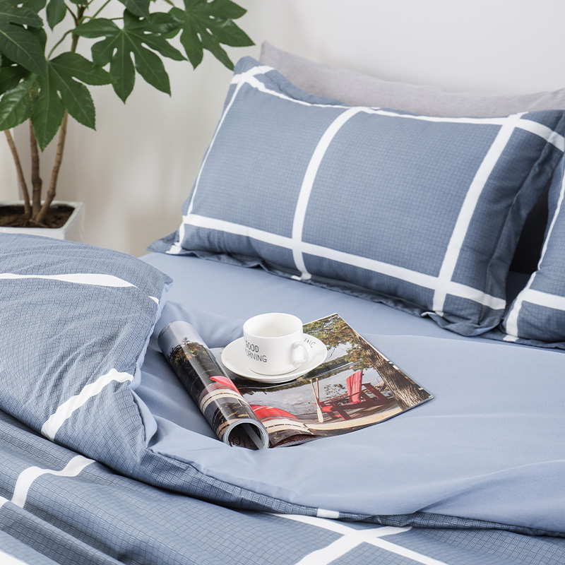 RUIKASI RKSB-0381 100% Blue Cotton bed set sheet bedding set duvet cover set 100% cotton
