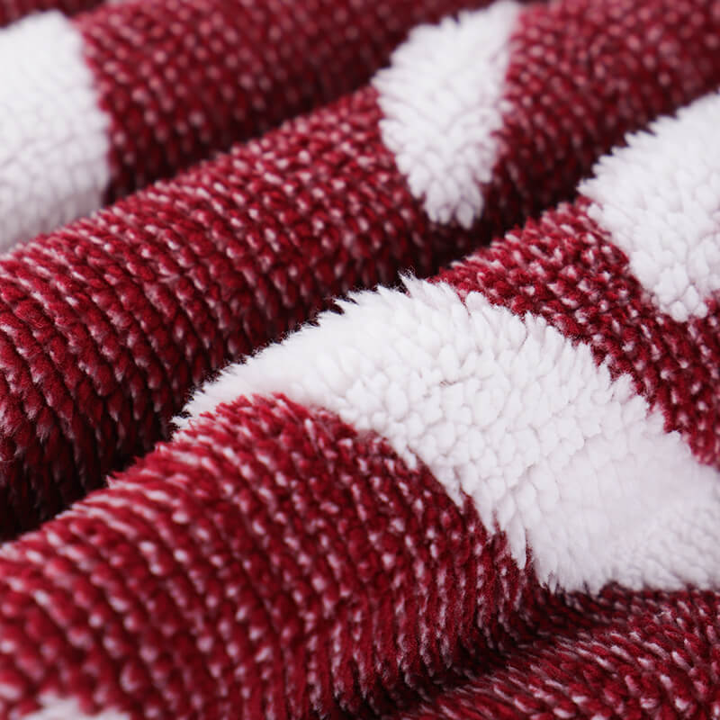 RKS-0348 RUIKASI Lovely Christmas Snow Coral Fleece Blanket Throw with Warm Sherpa Backside