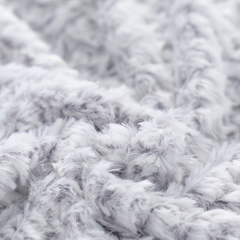 RKS-0314 Snow White Jacquard PV Long Hai Blanket, Fake Rabbit Fur Blanket Throw