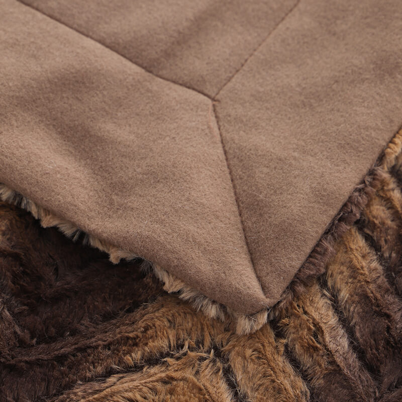 RKS-0105 100% Polyester Brown PV & Polar Fleece Brushed Blanket 130 x 160 cm