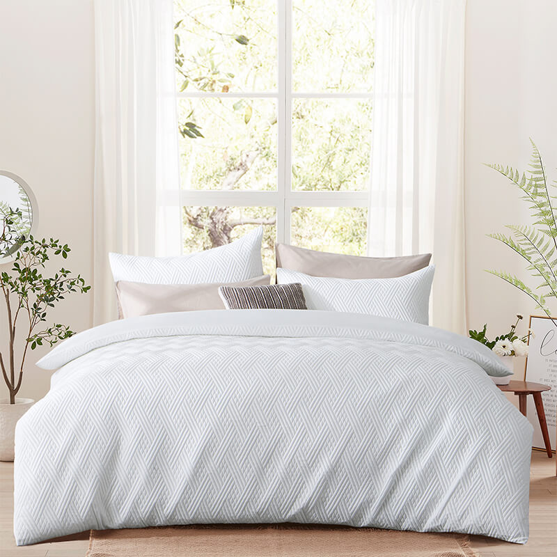 RUIKASI RKSB-0323-2 Custom size white colors ultra-quilted duvet cover set in bedding set duvet cover bedding set