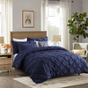 RUIKASI RKSDV-0377 3 Piece Pinch Pleat Embroidery Microfiber Bedding Navy with 2 Pillowcases Quilt Cover Set