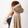 RKS-0125 130 x180cm Brushed Fake Fur Hooded Throw Fur Sherpa Hooded Throw Blanket