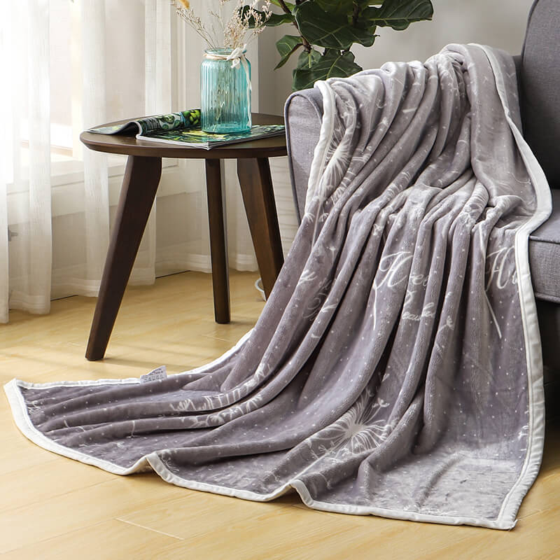 RKS-0026 100% Polyester luxury Grey Flannel Sheet Blanket King Size