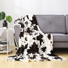 RKS-0087 Polyester Cow Patter Fabric Throws and Blankets with Faux Fur Fleece