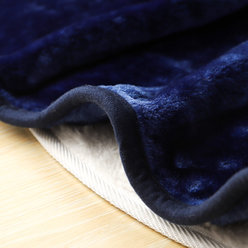 RKS-0017 Home Textile China Embossed Blue Custom Logo Throw Polyester Mink Raschel Blanket