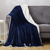 RKS-0265 Multiple Color Choice 50 x 60 & 60 x 80 Inch Stripe Flannel With Faux Fur Throw Blanket Fake Rabbit Blanket