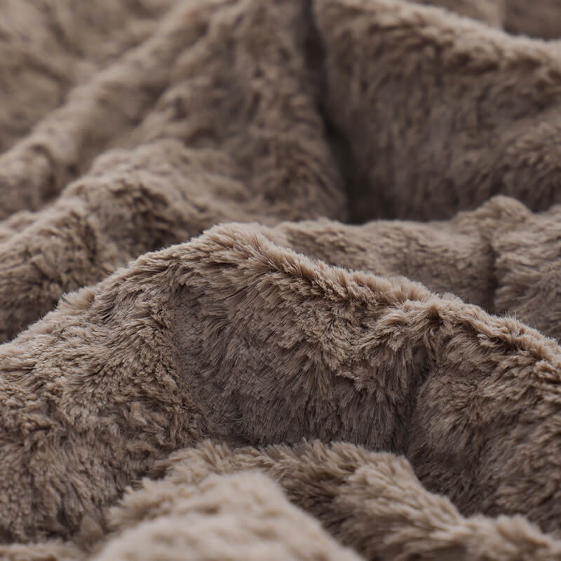 RKS-0298 Brushed Solid Faux Fur Fleece and Sherpa Blanket & Throw
