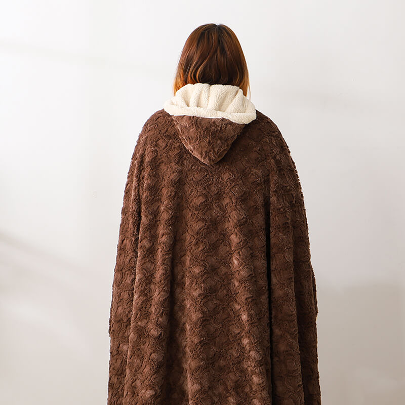 RKS-0121 Soft and Comfortable Faux Fur hooded Blanket