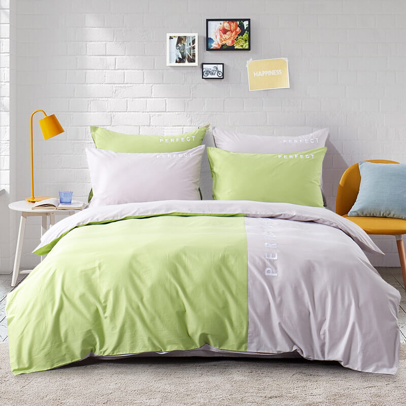 RUIKASI RKSB-0301 Green And Gray Matching 100% Cotton Duvet Cover Set Bedding Sets