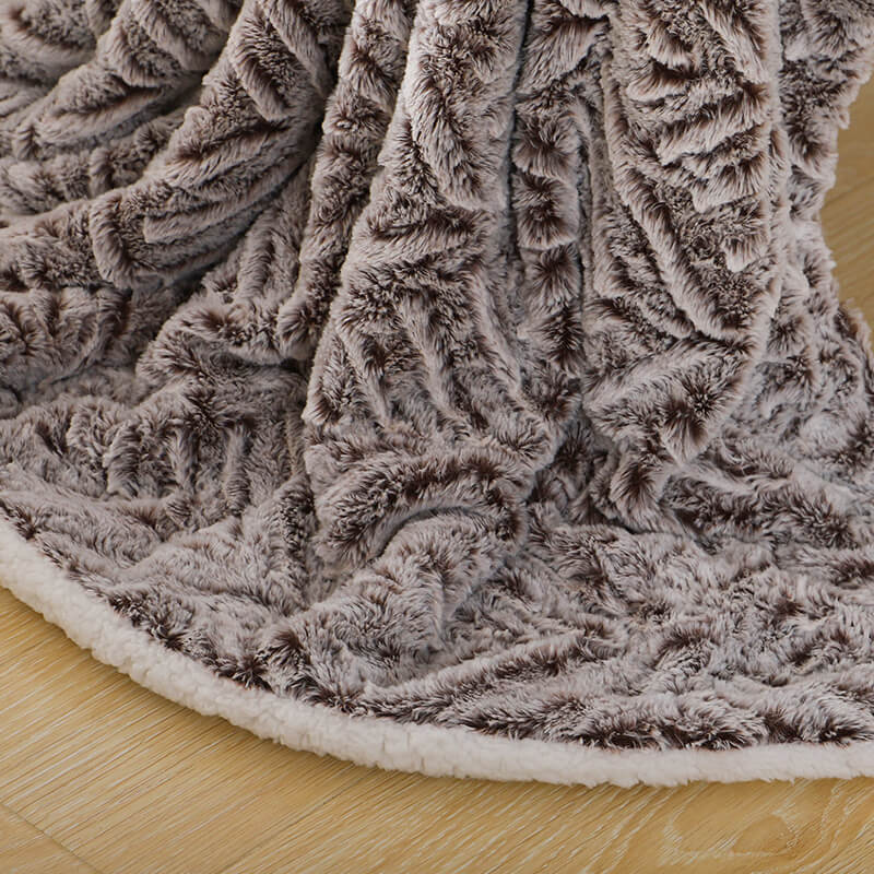 RKS-0240 Brushed Warm Elegant Cozy Fleece Sherpa Throw Blanket Bed Sofa Blankets Gift From CHINA