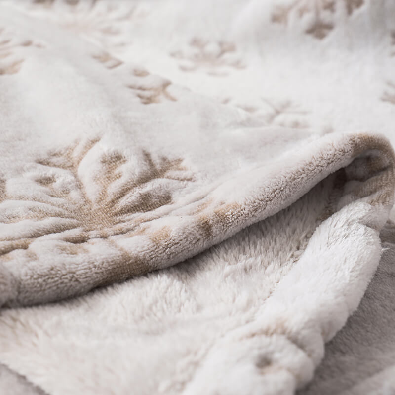 RKS-0187 Wholesale 1 Ply Snowflake Jacquard Flannel Blanket Super Soft Throw