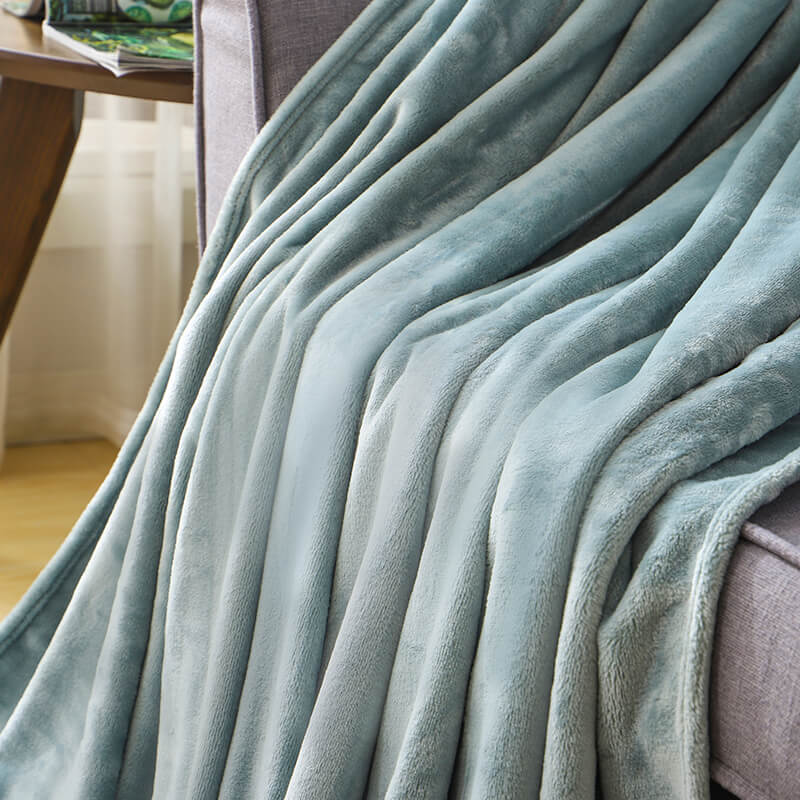 RKS-0016 Classic Design soft Plain Flannel Blanket Light Green Color 