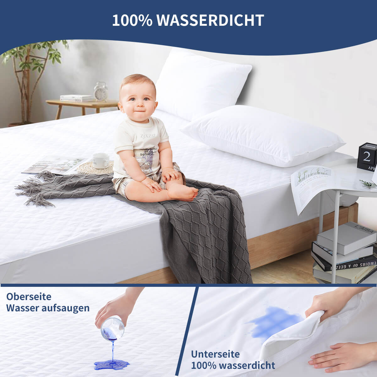 RKSB-0014 Ultra Soft and Cozy Waterproof Bed Cover Protector Wrinkle Resistant