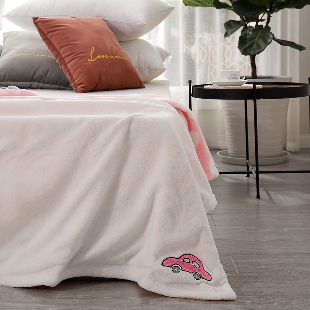 RKS-0048 Printing Sheep and Embroidery Car Premium Baby and kids’ Blanket