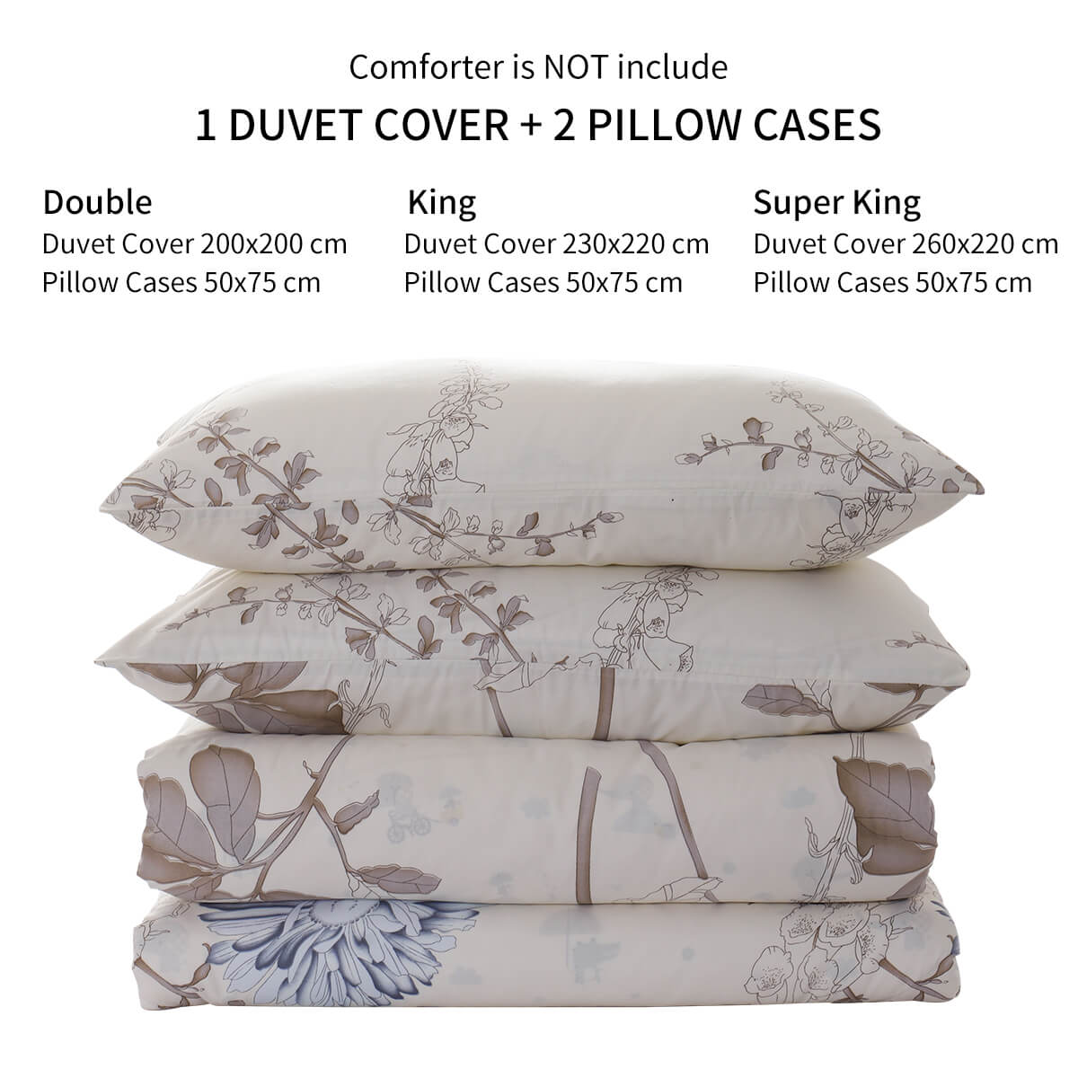 RKSB-0006 RUIKASI Duvet Cover Set Soft Silky Microfiber Duvet Cover (260 x 220cm) with 2 Pillowcases, Easy Care Quilt Bedding Sets with Zipper Closure