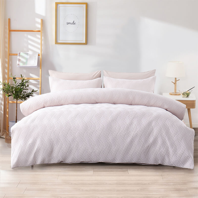 RUIKASI RKSB-0323 Custom size ultra-quilted duvet cover set in bedding set duvet cover pink colour bedding set