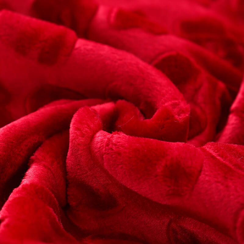 RKS-0317 Pretty Red Heart & Star Printing Raschel Blanket Hot Sale